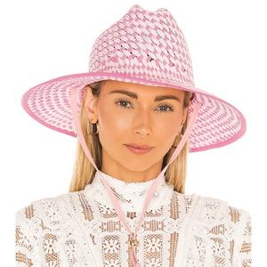 SOLD OUT EVERYWHERE. NWOT Lele Sadoughi Straw Checkered Hat in Blush.